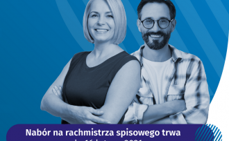 Plakat z informacją o czasie trwania naboru na rachmistrza spisowego